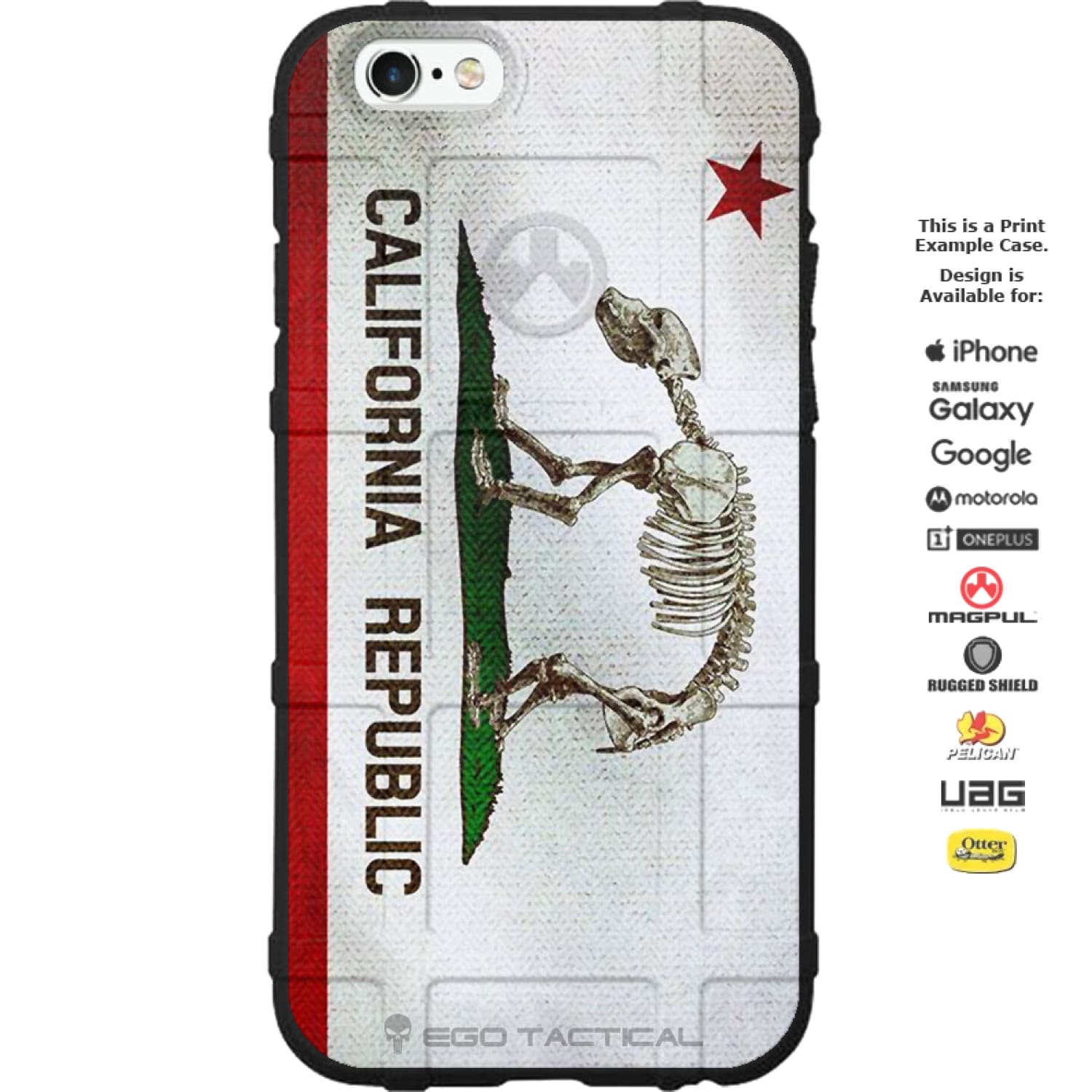 California Republic Bear Bones Flag Custom Printed Android Apple