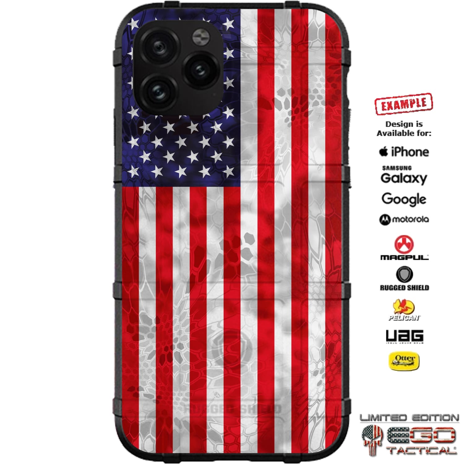 Kryptek Camouflaged US Flag Custom Printed Android & Apple Phone Case EGO Tactical