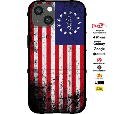 US 13-Star 1776 American Flag We The People Tattered Flag Custom Printed Case Design for Apple, Samsung, Google & Motorola Phone Models