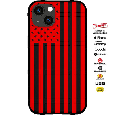 Red Reversed Assaulting Forward US American Flag on Black Case Custom Printed Case Design for Apple, Samsung, Google & Motorola Phone Models