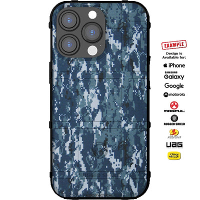 Navy NWU Type 1 Blue Digital Camouflage Custom Printed Case Design for Apple, Samsung, Google & Motorola Phone Models