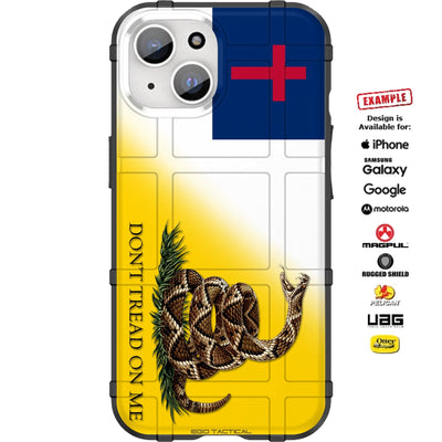 Christian Flag fade-in with Gadsden Don't Tread on me Snake Flag Custom Printed Case Design for Apple, Samsung, Google & Motorola Phone Models