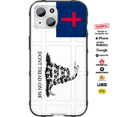 Christian Flag with Subdued Gadsden Don't Tread on me Snake Flag White Custom Printed Case Design for Apple, Samsung, Google & Motorola Phone Models