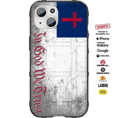 Christian Flag, In God We Trust Script Custom Printed Case Design for Apple, Samsung, Google & Motorola Phone Models
