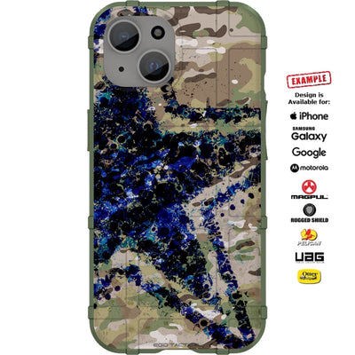 Cowboys Blue Artistic Star on Multicam OCP Scorpion Camouflage Custom Printed Case Design for Apple, Samsung, Google & Motorola Phone Models