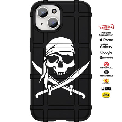 Jolly Roger Pirate Crossed Swords Custom Printed Case Design for Apple, Samsung, Google & Motorola Phone Models