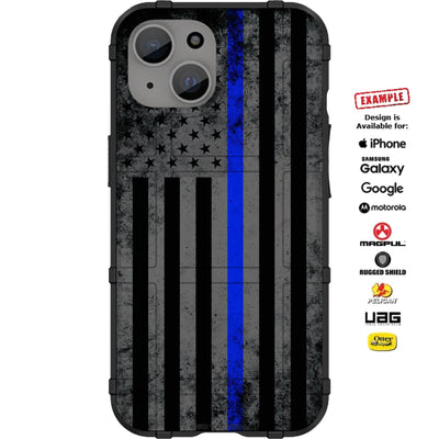 Worn Grey US American Flag Blue, Red, Yellow, Green Thin Line Assortment Custom Printed Case Design for Apple, Samsung, Google & Motorola Phone Models