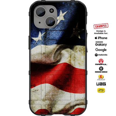 Weathered US American Flag Vertical Custom Printed Case Design for Apple, Samsung, Google & Motorola Phone Models