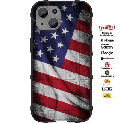 US American Flag Tilted Custom Printed Case Design for Apple, Samsung, Google & Motorola Phone Models