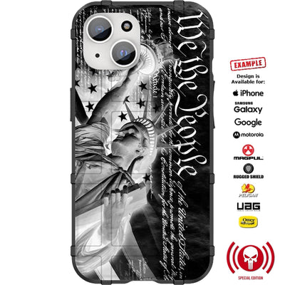 4th of July 2023 Statue of Liberty over US Flag & Constitution Special Edition Custom Printed Case Design for Apple, Samsung, Google & Motorola Phone Models