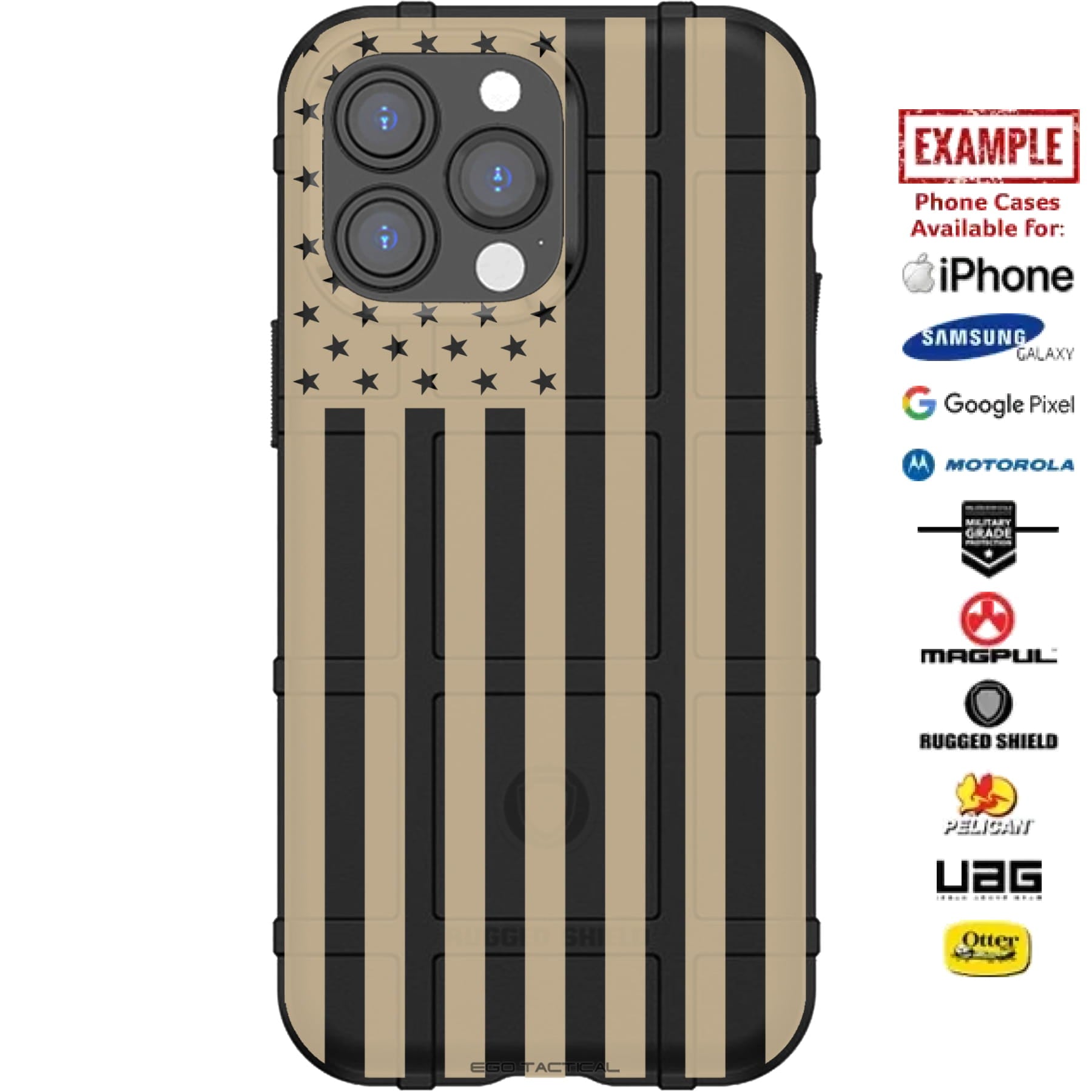 Bfor Case FDE Tan US American Flag on Black Custom Printed Case Design for Apple ...