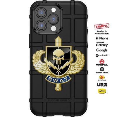 SWAT Punisher Lightning Shield Custom Printed Case Design for Apple, Samsung, Google & Motorola Phone Models
