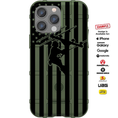 US Lineman Subdued American Flag Custom Printed Case Design for Apple, Samsung, Google & Motorola Phone Models