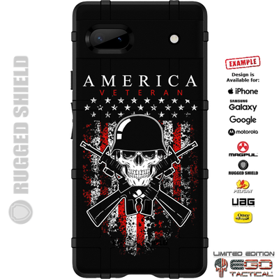 American Veteran Grimm Reaper Skull Custom Printed Case Design for Apple, Samsung, Google & Motorola Phone Models