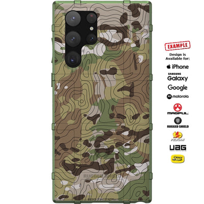 Topography over Multicam Camouflage Custom Printed Case Design for Apple, Samsung, Google & Motorola Phone Models