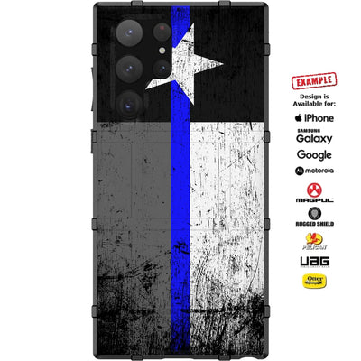 Subdued Texas Flag Thin Blue Line, Police Custom Printed Case Design for Apple, Samsung, Google & Motorola Phone Models