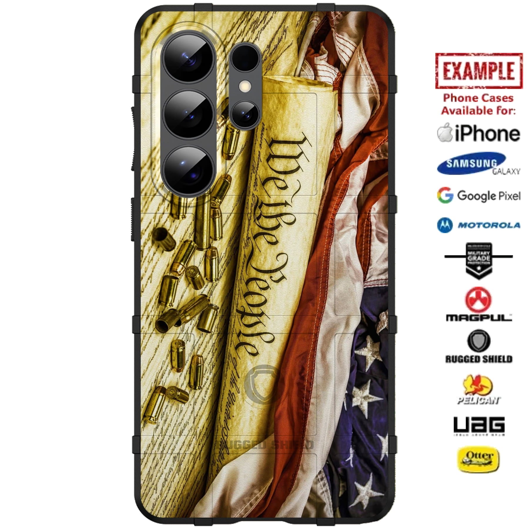 We the People, US Constitution Rolled Flag Custom Printed Case Design ...