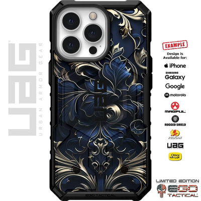 Blue Gold Aesthetic Design Custom Printed Case Design for Apple, Samsung, Google & Motorola Phone Models