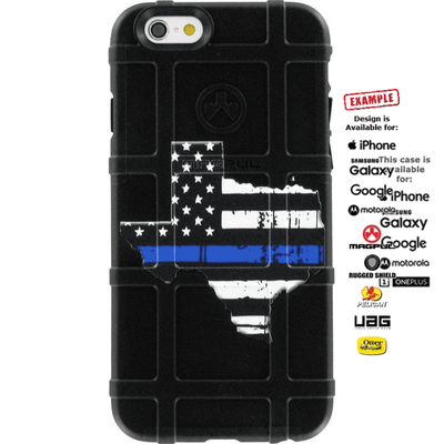 Blue Lives Matter, Texas Thin Blue Line, Police Custom Printed Case Design for Apple, Samsung, Google & Motorola Phone Models