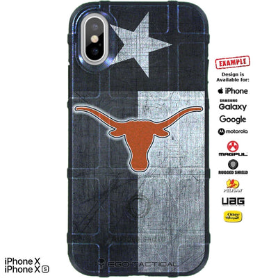 Weathered Subdued Texas State Flag Orange Longhorn Custom Printed Case Design for Apple, Samsung, Google & Motorola Phone Models