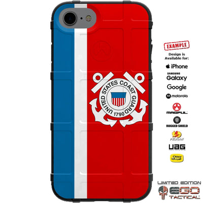 U.S. Coast Guard Flag on Red Custom Printed Case Design for Apple, Samsung, Google & Motorola Phone Models