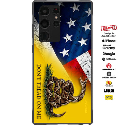 Cracked US Painted Flag under Gadsden Don't Tread on Me Custom Printed Case Design for Apple, Samsung, Google & Motorola Phone Models