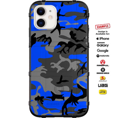 Blue & Grey Black Urban Camouflage Custom Printed Case Design for Apple, Samsung, Google & Motorola Phone Models