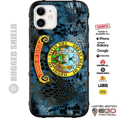 Idaho State Flag on Kryptek Camo Custom Printed Case Design for Apple, Samsung, Google & Motorola Phone Models