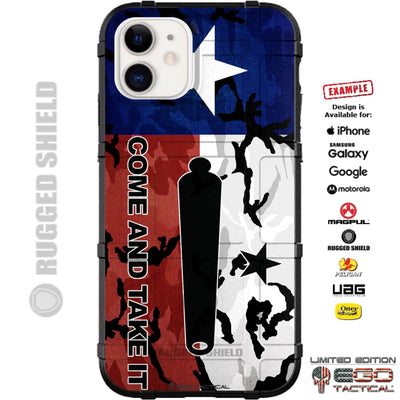 Camouflage Texas State Flag, Come and Take It Battle of Gonzales Custom Printed Case Design for Apple, Samsung, Google & Motorola Phone Models