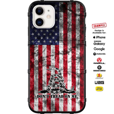 Don't Tread on Me Flag on US American Flag Reversed Custom Printed Case Design for Apple, Samsung, Google & Motorola Phone Models