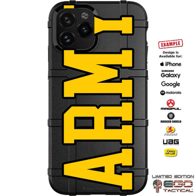 ARMY Text Yellow or OCP Lettering Custom Printed Case Design for Apple, Samsung, Google & Motorola Phone Models