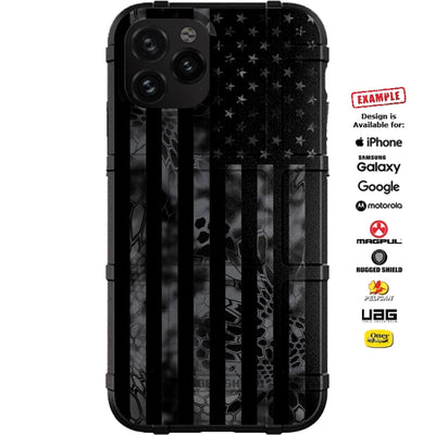 US Flag Subdued over Kryptek Camouflage Custom Printed Case Design for Apple, Samsung, Google & Motorola Phone Modelss (Choose Your Color Camo)