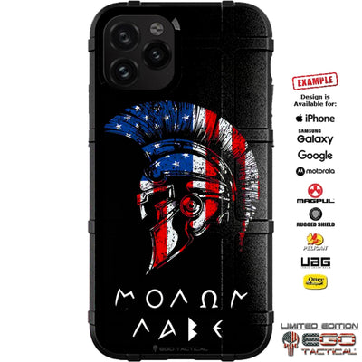 US Flag Spartan Molon Labe Custom Printed Case Design for Apple, Samsung, Google & Motorola Phone Models