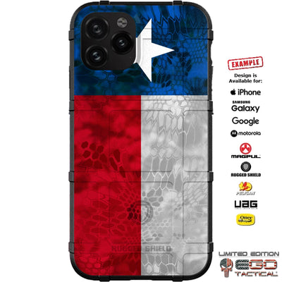 Texas State Flag on Kryptek Camo Custom Printed Case Design for Apple, Samsung, Google & Motorola Phone Models