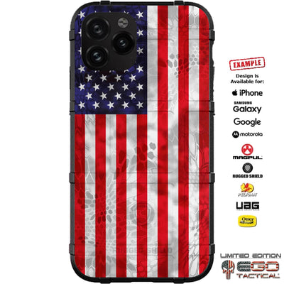 Kryptek Camouflaged US Flag Custom Printed Case Design for Apple, Samsung, Google & Motorola Phone Models