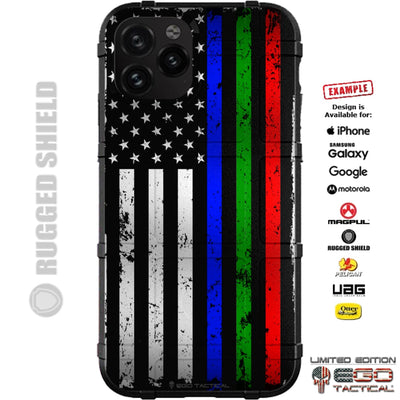 Subdued Reversed US American Flag Thin Blue, Green & Red Line Custom Printed Case Design for Apple, Samsung, Google & Motorola Phone Models