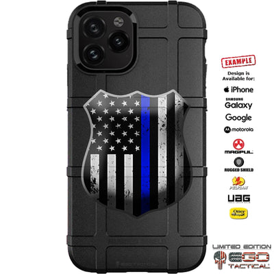 Thin Blue Line Flags Police Shield Custom Printed Case Design for Apple, Samsung, Google & Motorola Phone Models