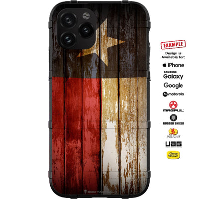 Texas State Flag on Aged Barn Wood Shiplap Planks Custom Printed Case Design for Apple, Samsung, Google & Motorola Phone Models