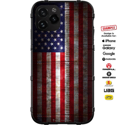 Memorial Day 2022 Special Edition US Flag Reversed on Riveted Aircraft Sheetmetal Custom Printed Case Design for Apple, Samsung, Google & Motorola Phone Models