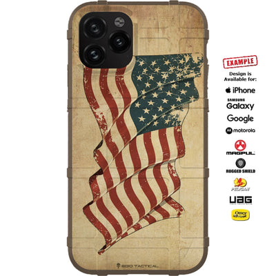 Vintage US Election Flag (13 Star or 50 Star) Waving Custom Printed Case Design for Apple, Samsung, Google & Motorola Phone Models