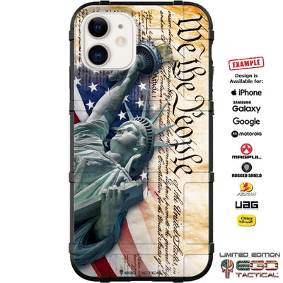 We the People, Constitution, Statue of Liberty Flag Custom Printed Case Design for Apple, Samsung, Google & Motorola Phone Models