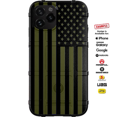 Subdued Black Printed US American Flag Custom Printed Case Design for Apple, Samsung, Google & Motorola Phone Models