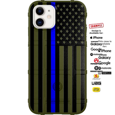US American Flag Subdued Thin Line OD Green Custom Printed Case Design for Apple, Samsung, Google & Motorola Phone Models