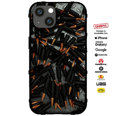 Black Ammo on Metal Plate Custom Printed Case Design for Apple, Samsung, Google & Motorola Phone Models