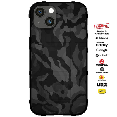 Black Grey Camouflage Print Custom Printed Case Design for Apple, Samsung, Google & Motorola Phone Models