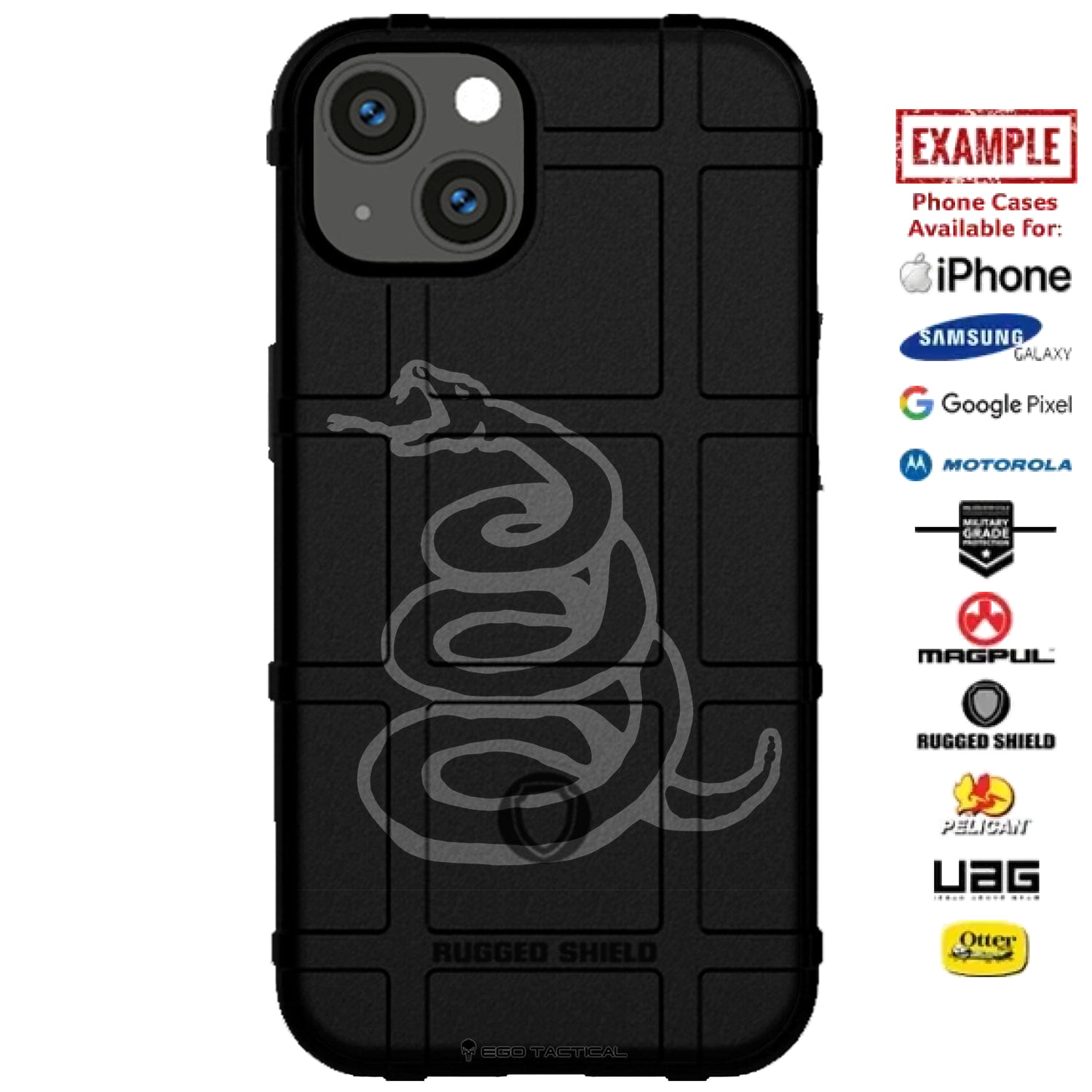 Black Coiled Snake on Black Custom Printed Case Design for Apple, Sams ...