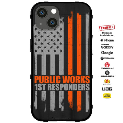 DPW Public Workers First Responders Text Grey Flag Custom Printed Case Design for Apple, Samsung, Google & Motorola Phone Models