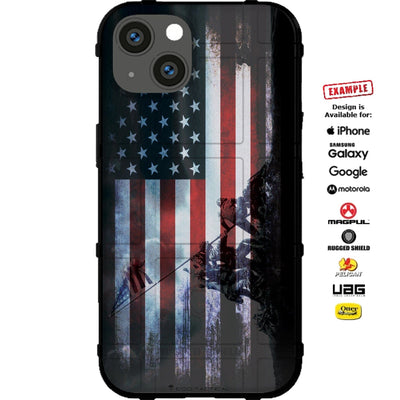 World War 2 Iwo Jima Memorial Reversed US Flag Custom Printed Case Design for Apple, Samsung, Google & Motorola Phone Models
