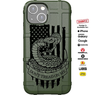 Don't Tread on Me Flag with US American Flag White or Black Custom Printed Case Design for Apple, Samsung, Google & Motorola Phone Models