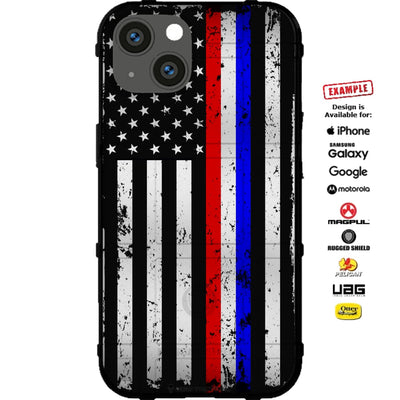 Subdued Reversed US American Flag Thin Red White & Blue Line Custom Printed Case Design for Apple, Samsung, Google & Motorola Phone Models